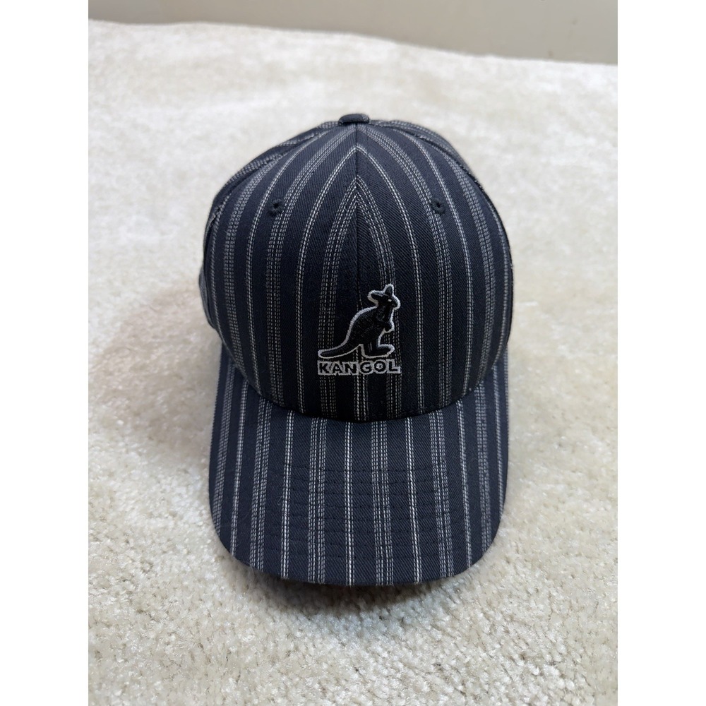 Kangol Pinstriped Fitted Flex Hat Cap S/M Black White Preppy